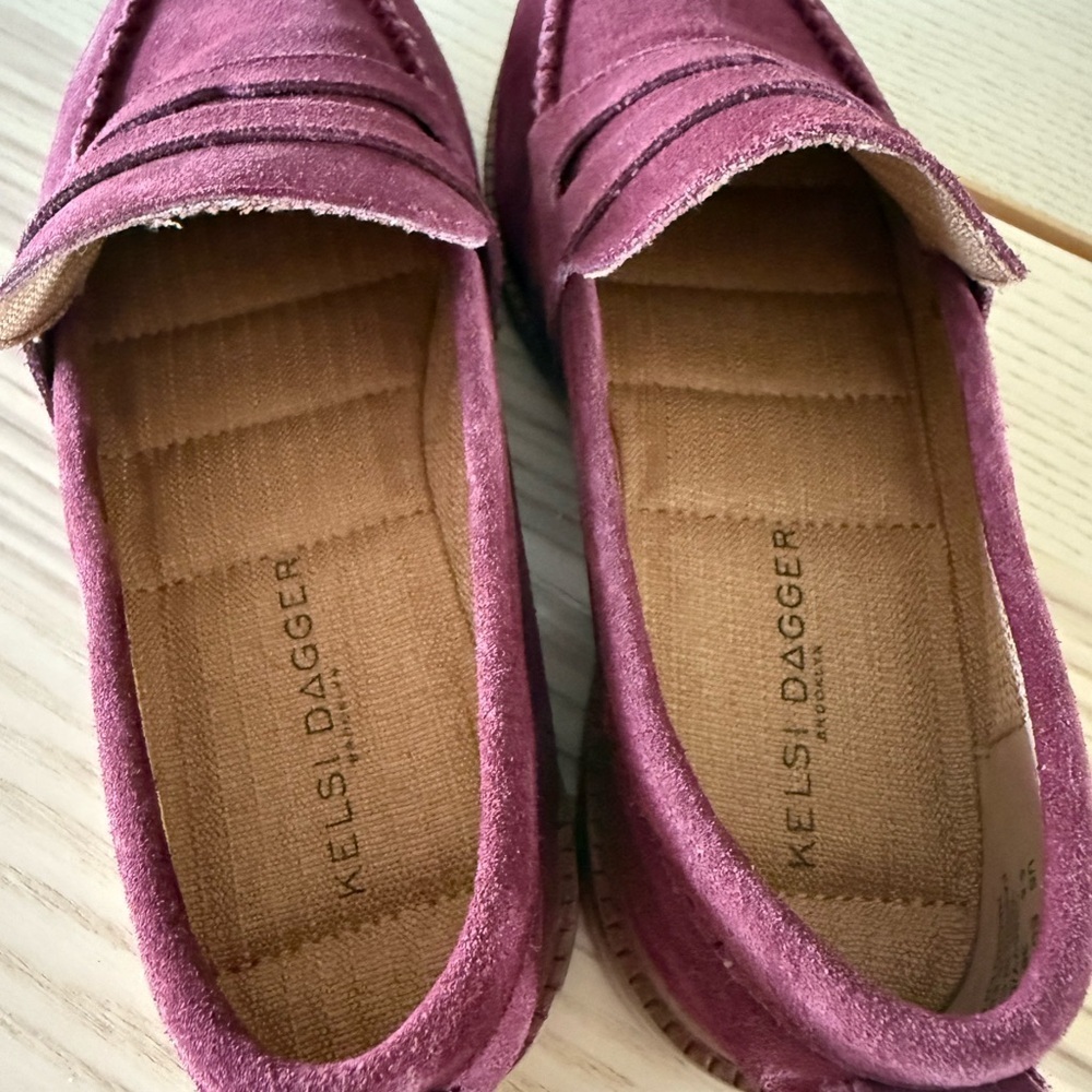 Kelsi Dagger Brooklyn Lens Penny Loafers Garnet Suede Women’s 5.5 Burgundy Wine - Picture 7 of 8